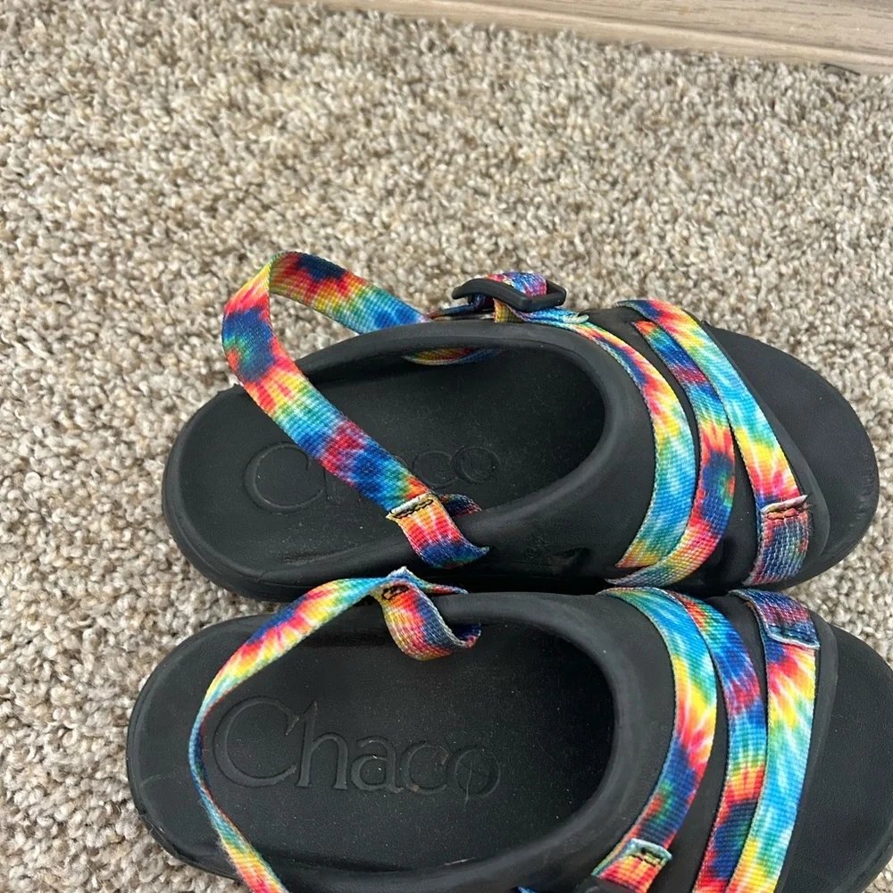 Chaco Chillos Sport Kids Sandals Dark Tie-Dye Strap Black Multicolor Unisex Sz 2